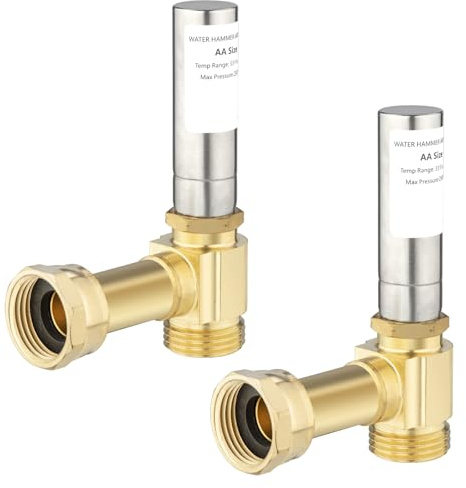 [2 Pieces] Lingmfg Water Hammer Arrestor For Washing Machine, 3/4 Inch Thread Brass LING-WMWHA-SS-A-2