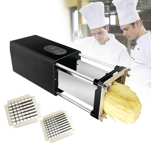 PUFAHAU Coupe-Frites électrique, Coupe-Frites électrique Professionnel en Acier Inoxydable avec Lame de 1/2 et 3/8, pour Pommes de Terre, Carottes, concombres