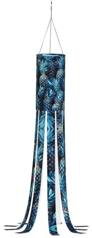 WCXTHGFA Windsack mit blauem Ananas-Druck, vielseitig, charmante Outdoor-Dekoration für Herbst, Erntedankfest, Winter