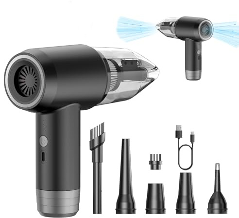 Tryllionleen Handstaubsauger, 12000Pa Handstaubsauger Akku 6 in 1 Akku Staubsauger 360 g Handstaubsauger Kabellos 18650 Kabelloser Handstaubsauger Multifunktionaler für Auto,Küche und Büro