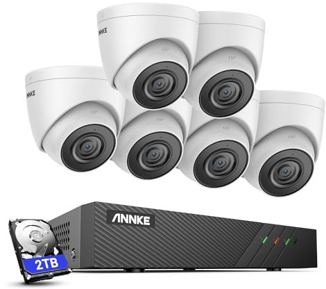 ANNKE 8CH NVR CCTV Camera System Outdoor, 6X 3K/5MP Security PoE Camera with 100ft Night Vision, Human Vehicle Detection, Remote Access, 2TB HDD for 24/7 Recording, IP67 Waterproof
