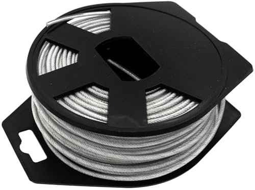 Zeqeey Heavy Duty Nylon Coated Steel Metal Trimmer Line Rope 2.4 mm x 43 m, Universal Replaceable Strimmer String Strong Weeder Cord, 0.095 inch