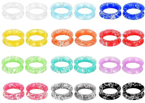 XSDSLS 12 Paar Silikon Flesh Tunnel Set,6-18mm Ohr Tunnel Plug Silikon Ohrdehner Double Flared Flexibler Expander Ohr Piercing Schmuck für Frauen Männer, Mehrfarbige (12MM)