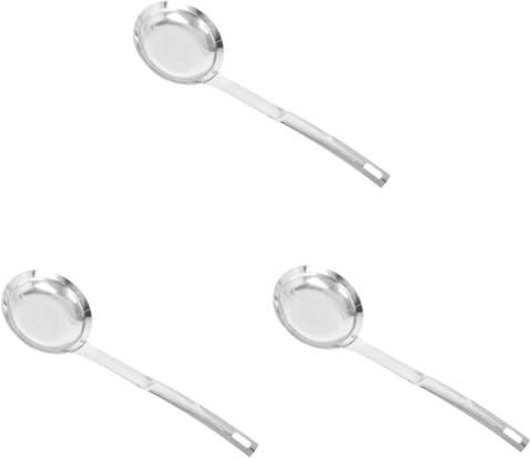 Cabilock 3 Pièces Cuillère à super fine inoxydable Cuillère à copeaux tamis à mailles fines soja levain Couler filtre jus de fruit passoire en maille louche filtrante Silver