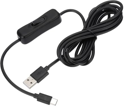 PATIKIL 6.56ft Câble USB d'Extension avec Interrupteur Marche/Arrêt, Type C vers USB Mâle Support de Données et Alimentation Câble 4 Fils pour Ruban LED Lampe de Bureau Ventilateur, Noir