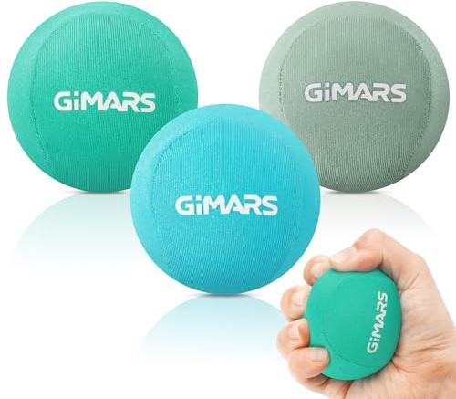 Gimars 3PCS Bolas de Mano, Bolas Antiestrés con 3 Niveles de Resistencia, Entrenador de Fuerza de Agarre, Agarre Manual para Entrenamiento de Manos, Ejercicio para Dedos, Alivio del Estrés