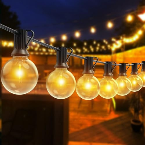 Romwish LED Lichterkette Außen 18M, Dimmbar & Wetterfest IP44, G40 Glühbirnen Warmweiß, Anschlussfertig für Garten, Balkon, Terrasse, Party