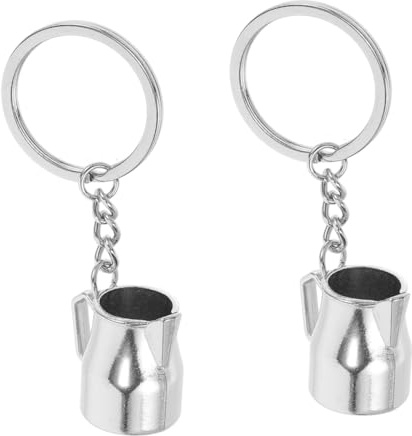 Healeved Porte-Clés Tasse À Café Mousqueton Pompons Cordon Porte-Clés Rétractable Porte-Clés Portefeuille Peluche Amateur De Café Tasses Alliage De Zinc