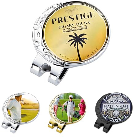 ROSEEKA Personalisierte Golfball-Marker – magnetischer Hutclip & 2,5 cm Design, personalisiert mit Foto/Logo/Text/Name