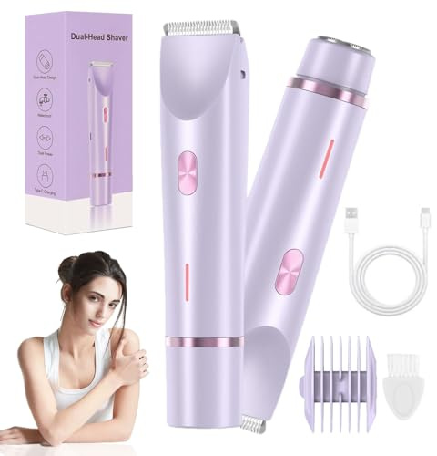 Silkysplash Rasierer, Dual Head Shaver Women, 2-in-1 Intimrasierer Für Frauen, Ipx7 Wasserdicht Elektrischer Rasierer Damen, Nass & Trocken, Lady Shaver for Underarm, Leg, Arm, Body, Face (Lila)
