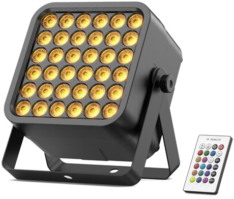 36 LED Akku Par Strahler, 54W 6 in 1 RGBWA+UV Par Licht, Disco Partylicht Scheinwerfer mit 5200mAh Batterie Fernbedienung 8/10CH, Wiederaufladbar Geeignet für Bühne Party Geburtstag Club