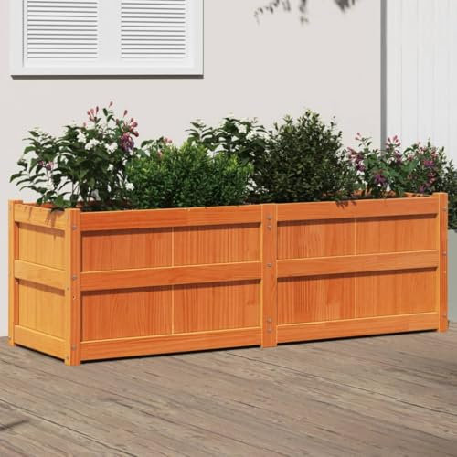 Festnight Jardinière Bois Extérieur Jardinieres Exterieur Bac a Fleur Bois Jardinière en Bois pour Pots de Fleurs Jardin terrasse-Bois de pin brun-150 x 50 x 50 cm