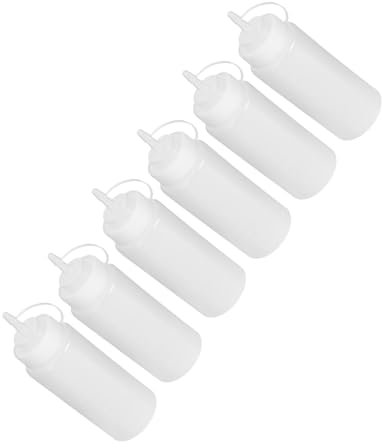 Lot de 6 bouteilles souples en plastique transparent de 480 ml pour sauce tomate, vinaigrette, moutarde, huile, cuisine et restaurant