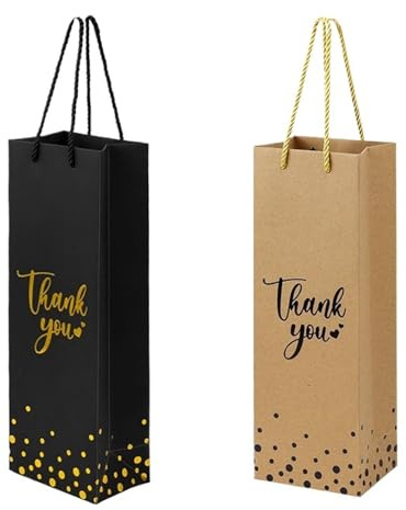 OZLCUA 2/4/8-pack vin presentpåsar, champagne, tack, bröllop, födelsedag, jul och nyårsgåva festtillbehör, Mixad, 2PCS_12X9X36CM