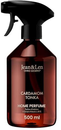 Jean & Len Home Perfume Cardamom & Tonka, 500 ml | Raumduft mit sanft-würziger Duftnote, erfrischt mit nur einem Sprühstoß, Raumspray im minimalistischen Design
