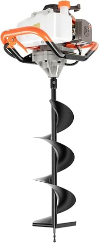 Erdbohrer für Benzin, 72 ccm, 2,3 kW, 300 U/min, Spiralbagger mit 3 Bohrern und 30,5 cm Verlängerung zum Pflanzen von Bäumen