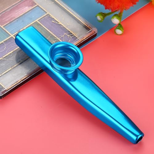 Akozon Metall Kazoo Flöte Musikinstrument Tragbares Aluminiumzubehör Gold (Blue)