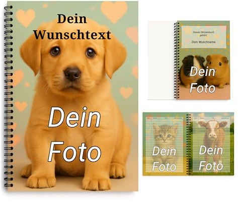 Personalisiertes Skizzenbuch mit eigenem Fotos & Texten – Notizbuch, Tagebuch & Zeichenbuch mit Spiralbindung – Individuelles Geschenk