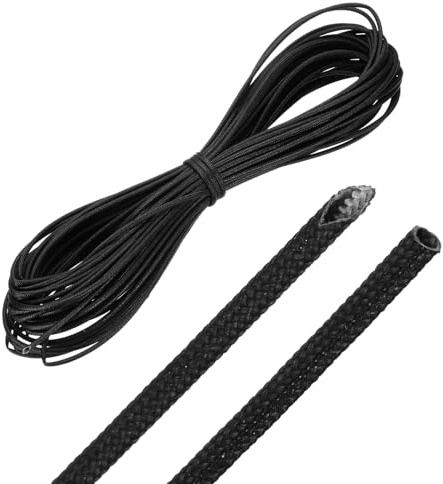 sourcing map Guaina intrecciata per cavi da 14,9 m, diametro interno 1/16, 200 C, alta temperatura, 1500 V, in fibra di vetro, isolante, organizer per gestione dei cavi per motore e linea carburante