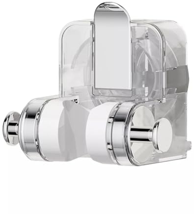 CashMuch Inteated Support mural à ventouse pour douche HD, hauteur réglable pour salle de bain, forte charge pour serviettes et brosses, matériau ABS, argent/blanc