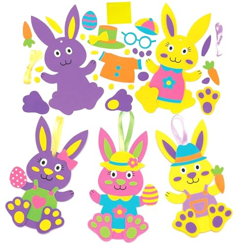 DvBCNMe Ostern Basteln Set, Bastelset Ostern mit Filz Ostern Hasen, Kreatives Osterbasteln für Familienaktivitäten, Frühlingsdekoration mit EVA-Schaumstoff Zubehör