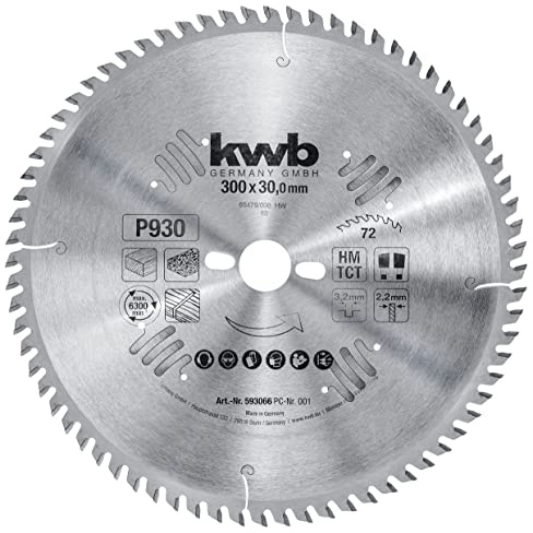 kwb Kreissägeblatt 300 x 30 mm, sehr feiner Schnitt, Sägeblatt geeignet für Arbeitsplatten, Holz und beschichtete Platten