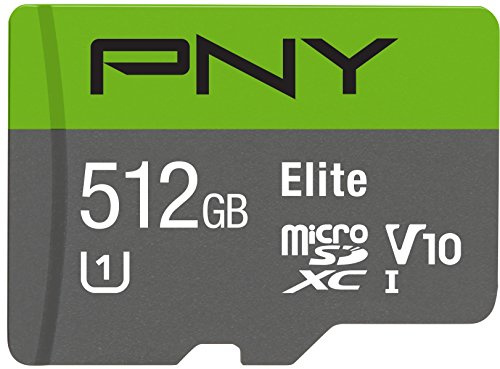 PNY Elite Memoria Flash 512 GB MicroSDXC Clase 10 UHS-I - Tarjeta de Memoria (512 GB, MicroSDXC, Clase 10, UHS-I, 100 MB/s, Class 1 (U1)), Verde, Gris