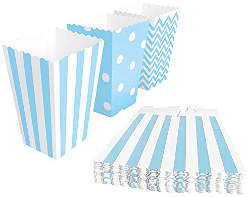 BangShou 60 Stück Popcorn-Boxen, Mini-Papier-Süßigkeitenbehälter für Filmabende, Karneval, Partys (blau)