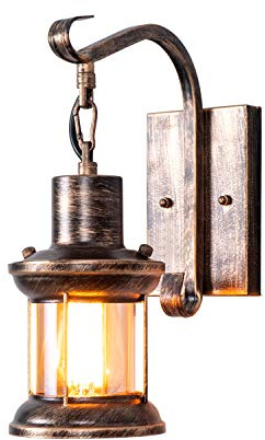 Rustic Light Fixtures, Oil Rubbed Bronze Finish Indoor Vintage Wall Light Wall Sconce Industrial Lamp Fixture Glass Shade Farmhouse Metal Sconces Wall Lights for Bedroom Living Room Cafe(1 Pack)