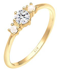 Elli Ring Damen Bandring Synthetische Perlen in 925 Sterling Silber