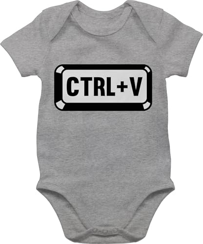 Body Junge Mädchen - Partner-Look Familie - Papa/Mama - Baby copy - CTRL+V - 1/3 Monate - Grau meliert - nerd partnerlook mutter sohn kleidung partner look v strampler matching family outfits ctrl
