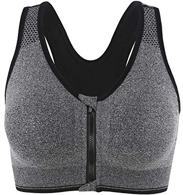 CLOUSPO Sports Bra Post Surgery Bra Zip Front Wireless with Removable Pads Mastectomy Bras for Workout Fitness