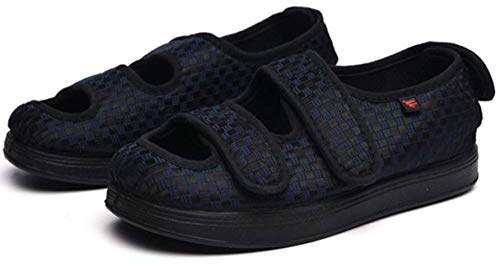 Nwarmsouth Diabetes Schuhe Wanderschuhe Air Cushion,Verstellbare Schuhe Fuß schwellende Schuhe, Daumen Valgus lose Schuhe-45_Blue,Klett-Halbschuh Gesundheits-Schuh bequem