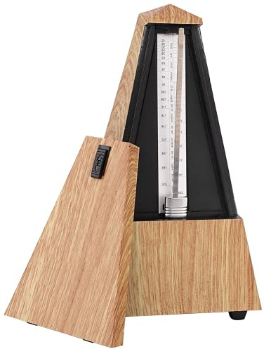 Old Fashion Mechanical Metronome, Wooden Guitar Piano Drum Instrument Tower Type Metronome Musical Accessory(Light wood grain)