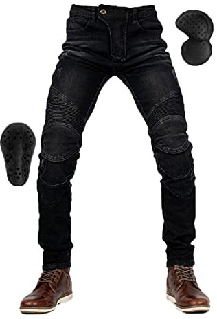 BEDSETS Motorradhose Motorrad Hose Riding Schutzhose,Protektoren und Weitenverstellung, für Sommer und Winter, auch in Kurz- und Übergrößen (Black,2XL)