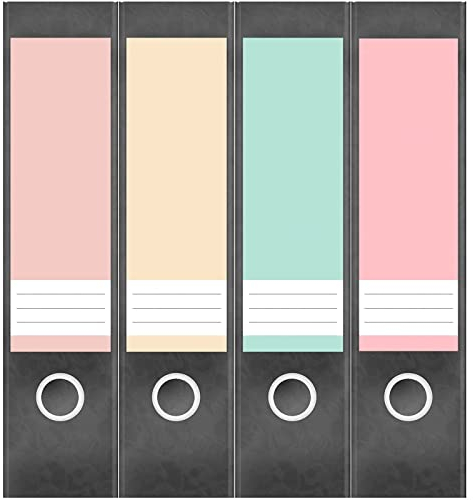 Ordneretiketten breit selbstklebend – 4 Etiketten für Aktenordner | Design Ordnerrücken Ordner Aufkleber beschriftbar, ca. 19 × 6 cm - Pastell Farbmix - Made in Germany