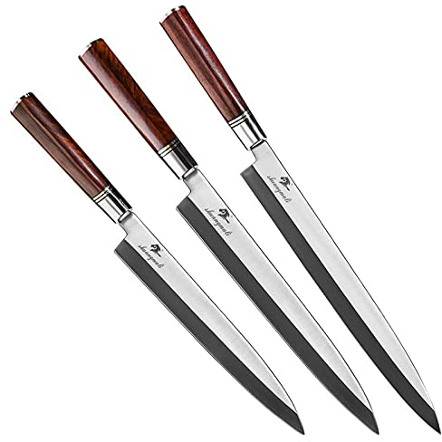 Couteau Sashimi Saumon Set 1.4116 Couteaux de filetage en acier Ensemble de tranches de poisson cleaver saumon Sushi couteau de couteau de chef (Color : Sashimi Knives Set)