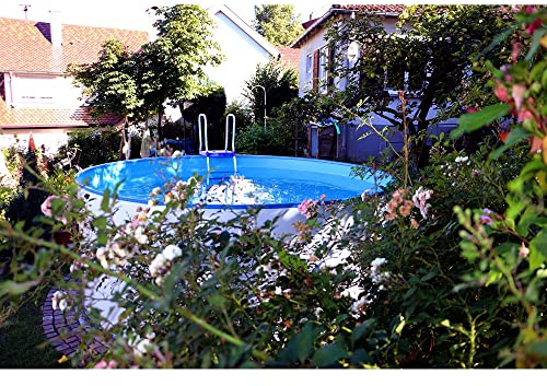 Planet Pool Stahlwandpool rund Exklusiv 400x120 cm, Stahl 0,6 mm weiß, Folie 0,6 mm blau, Einhängebiese
