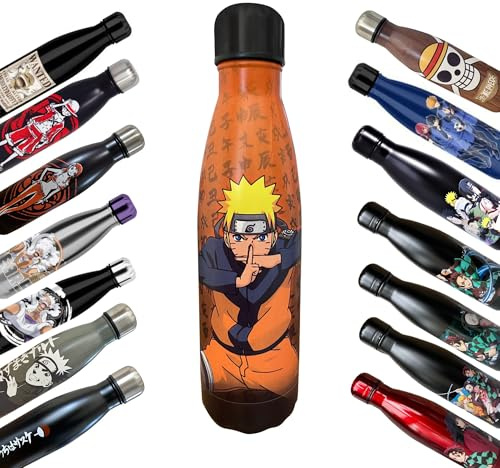 Hômadict Naruto Isotermisk flaska - Naruto Shippuden återanvändbar flaska i rostfritt stål - 12 timmars varm och kall hållare - för sport, resor, dagligen, 500 ml - BPA fri - officiell licens