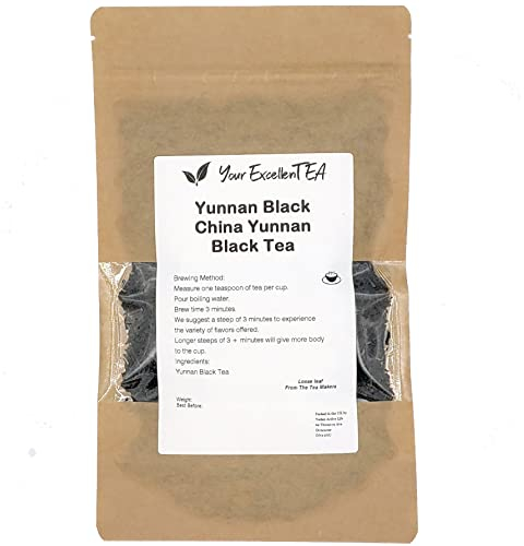 Yunnan Black Tea Loose Leaf Tea (500g) Chinese Leaf Premium Aromatic Tasty Strong Cuppa Contains Caffeine so Perfect as a Coffee Alternative Ideal for Morning or Afternoon Closed in Resealable Pouch