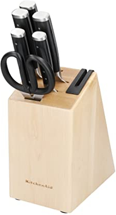 KitchenAid Classic 6-Piece Knife Set with Block, Sharp High-Carbon Japanese Steel Kitchen Knives and Birch Holder