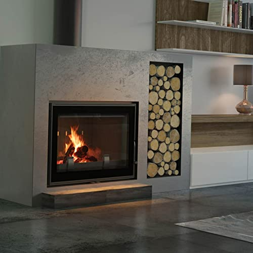 KRATKI Franek Holzkamin mit Warmwasserbereiter Austauscher BImSchV 2 konform 12 kW Thermischer Wirkungsgrad 81% Abgang fi 200 mm Stahl Gusseisen Dekorglas 70 x 114 cm