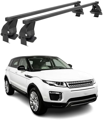 OMAC Barres de Toit transversales en Acier pour Land Rover Range Rover Evoque I L538 2012-2018 – Antivol Inclus – Testées City Crash – DIN 75302:2019 – ISO/Pas 11154:2006 – Charge Max 50 kg Noir