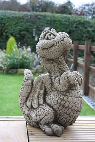 OLOMA Große Zementdrachen-Statue Gartendrachen-Skulptur Drachenfigur Steindrachen Dekor Drachenskulptur Outdoor Stein Design Outdoor Dekor Dekorative Drache Outdoor Drache Figur für Garten