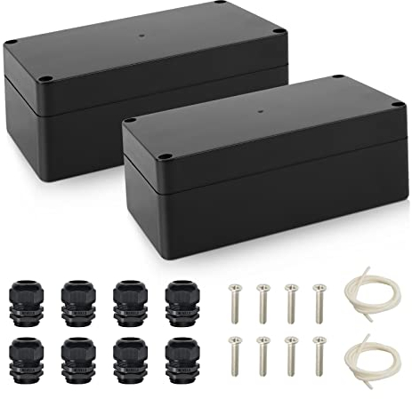 CASMIGC 2 Pezzi Scatole di Derivazione, IP65 Scatola di Giunzione Custodia, Scatola di Connessione Elettrica, Scatola Elettrica da Parete Rettangolare, Scatole Progetto Elettriche Esterne, 158x90x60mm