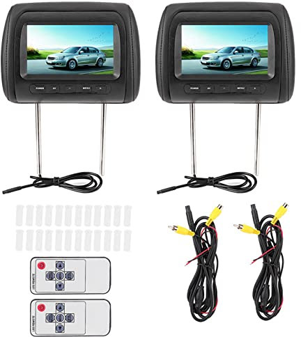 Monitor per Poggiatesta, 2 Pezzi 7 Pollici Controllo Wireless Poggiatesta Regolabile Monitor Video LCD HD Lettore per Auto Display MP5 Nero Universale DC 12V