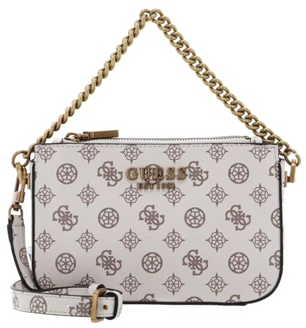 GUESS Fynna Mini Status Crossbody Bag Cream Logo