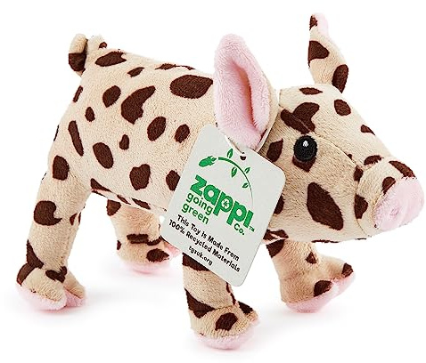 Zappi Co 100% Recyceltes Plüsch Geflecktes Schwein (17cm Länge) Gefüllte Weiche Kuschelige Öko-Freundliche Tiersammlung Für Neugeborenes Kind Erstes Kind