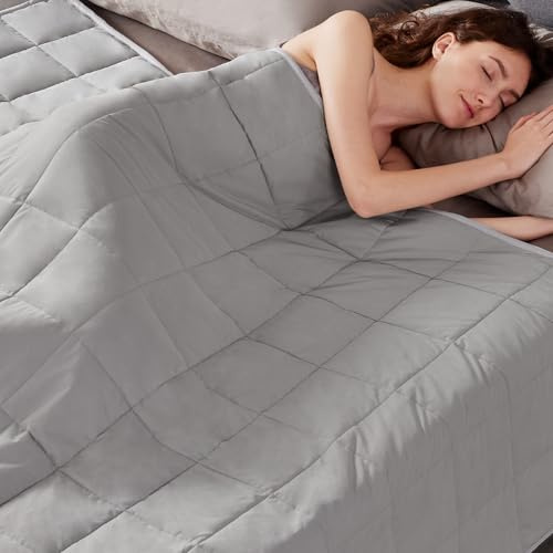 Weighted Blanket Twin Size (48x72 20lbs),Ultra Soft and Cozy Cooling Weighted Blanket Twin Size for Adult,Heavy Blanket with Machine Washable Soft Blanket, Stone Grey