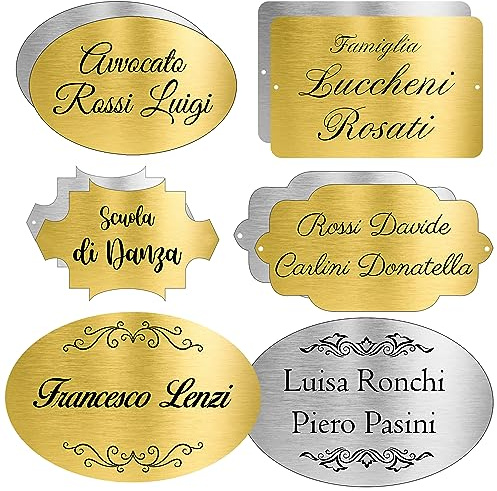 Targa Porta Targhetta Cancello Targhe Ufficio Placca Azienda Insegna Dorata o Argentata | Personalizzabili in laminato plastico da Interno e Esterno